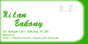 milan bakony business card