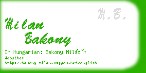 milan bakony business card